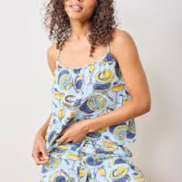 Printfresh Champagne & Caviar Cami Cropped Set /Size L - Picture 4 of 16